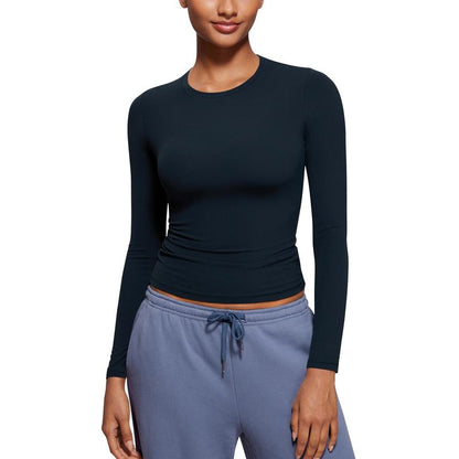 CRZ YOGA Women’s Soft Long Sleeve Crew Neck Top – Fitted Casual Tee for Everyday Wear