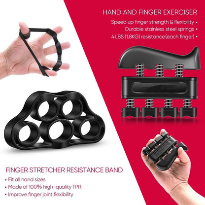 💥 Funny Hand Grip Strengthener Kit – 5-in-1 Adjustable Resistance Workout for Forearms, Fingers & Stress Relief