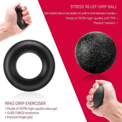 💥 Funny Hand Grip Strengthener Kit – 5-in-1 Adjustable Resistance Workout for Forearms, Fingers & Stress Relief