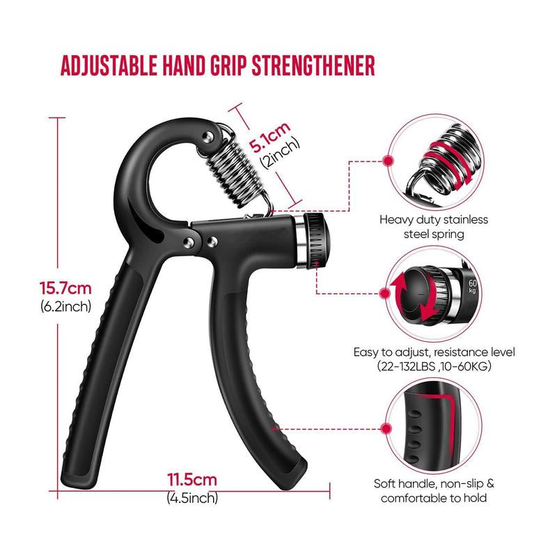 💥 Funny Hand Grip Strengthener Kit – 5-in-1 Adjustable Resistance Workout for Forearms, Fingers & Stress Relief