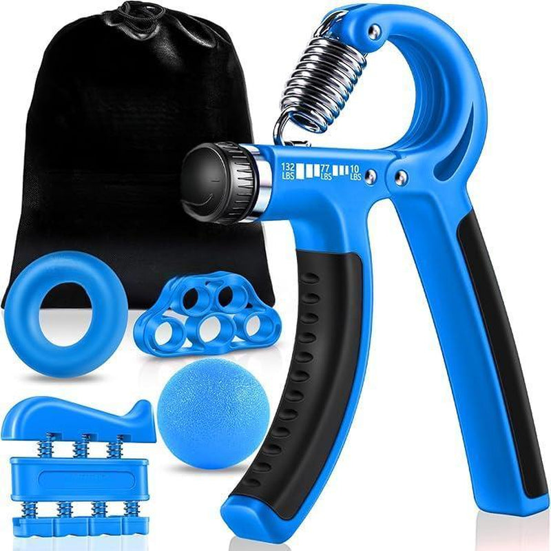 💥 Funny Hand Grip Strengthener Kit – 5-in-1 Adjustable Resistance Workout for Forearms, Fingers & Stress Relief