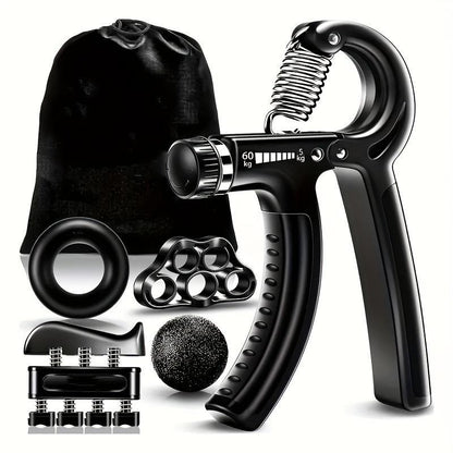 💥 Funny Hand Grip Strengthener Kit – 5-in-1 Adjustable Resistance Workout for Forearms, Fingers & Stress Relief