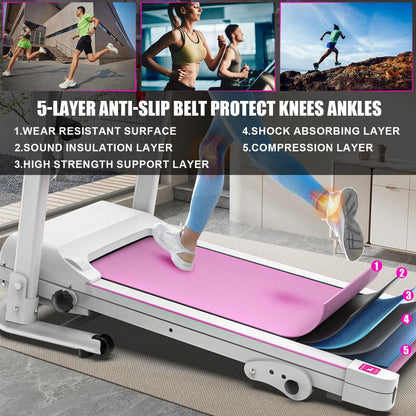 LIVIVOX SmartStride 7.5 Foldable Walking Treadmill with Handle & Remote Control