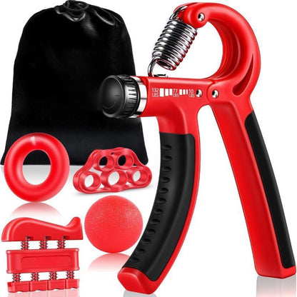 💥 Funny Hand Grip Strengthener Kit – 5-in-1 Adjustable Resistance Workout for Forearms, Fingers & Stress Relief