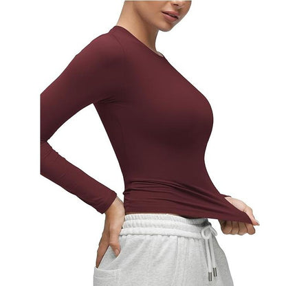 CRZ YOGA Women’s Soft Long Sleeve Crew Neck Top – Fitted Casual Tee for Everyday Wear