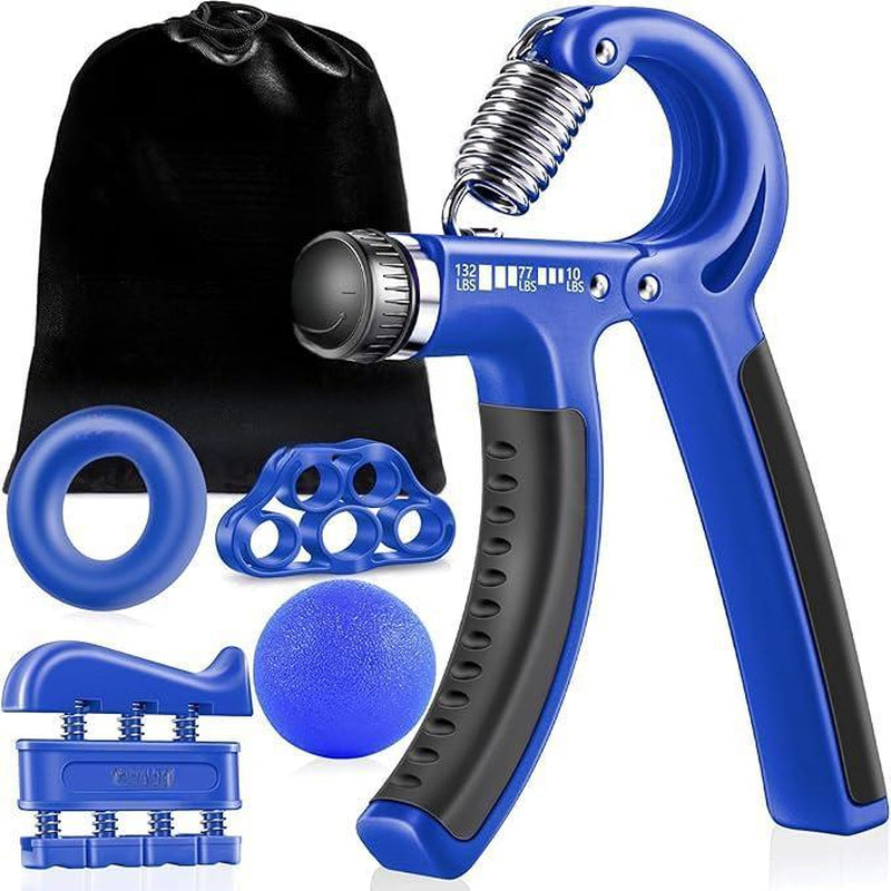 💥 Funny Hand Grip Strengthener Kit – 5-in-1 Adjustable Resistance Workout for Forearms, Fingers & Stress Relief