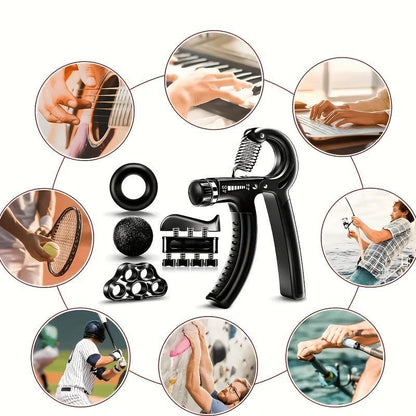 💥 Funny Hand Grip Strengthener Kit – 5-in-1 Adjustable Resistance Workout for Forearms, Fingers & Stress Relief