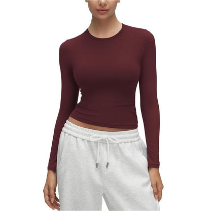 CRZ YOGA Women’s Soft Long Sleeve Crew Neck Top – Fitted Casual Tee for Everyday Wear