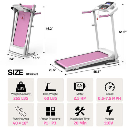 LIVIVOX SmartStride 7.5 Foldable Walking Treadmill with Handle & Remote Control