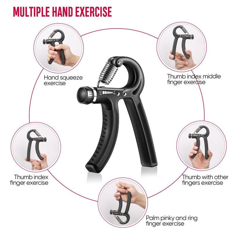 💥 Funny Hand Grip Strengthener Kit – 5-in-1 Adjustable Resistance Workout for Forearms, Fingers & Stress Relief